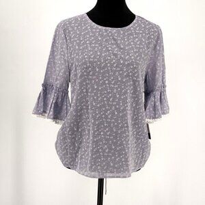 Court & Rowe Cottagecore Top Womens Size M NEW Floral Striped Blue Bohemian